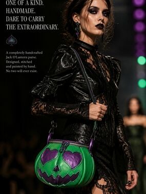 One of a Kind Handmade Jack O'Lantern Pumpkin Purse Gothic Halloween Bag OOAK